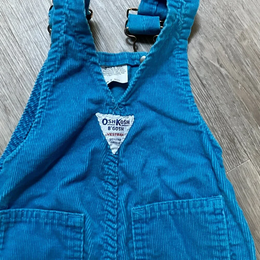 Vintage Osh'Kosh B'Gosh Vestbak Genuine Article Overalls Corduroy USA Made 9m